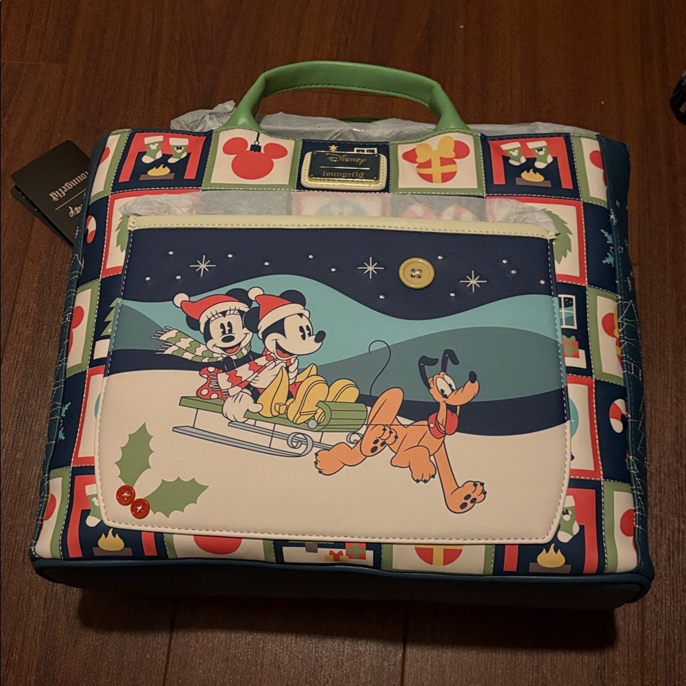 NEW Loungefly Disney MICKEY MINNIE Holiday Christmas Tote Backpack Crossbody Bag